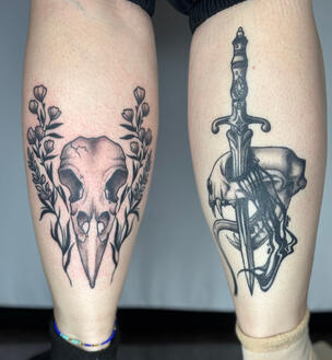 Raven and Cat Skulls - Cat; 02/05/25, Raven; 05/29/25